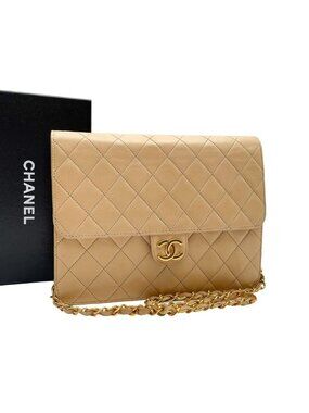 Chanel Lambskin Quilted Chain Shoulder Bag CC Logo